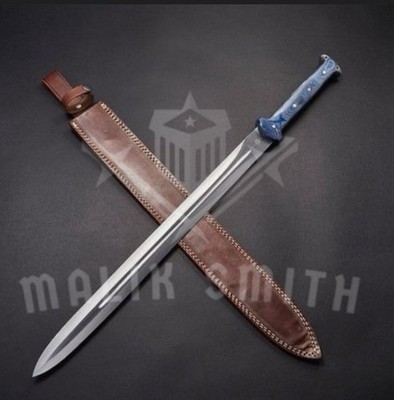 27'' CUSTOM HANDMADE HIGH CARBON STEEL HUNTING GLADIUS SWORD WITH LEATHER SHEET