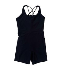 Calia Women  s Black Biker Short Bodysuit Strappy Tank With Pockets Size S