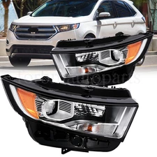 Pair Halogen Projector Headlights Lamps LH+RH Assembly For 2015-2018 Ford Edge