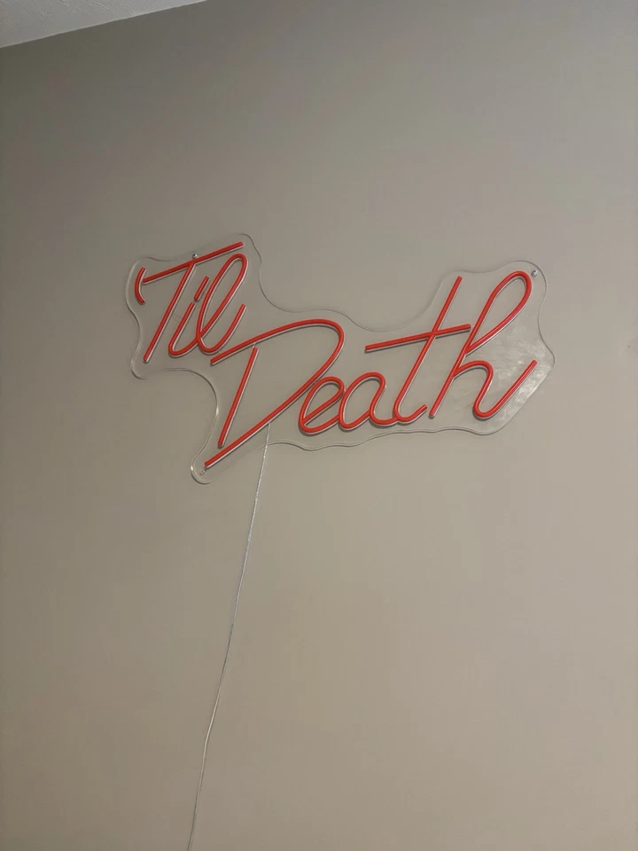 'Til Death Red LED Sign Wedding or Engagement Neon Mount Decor - Image 2 of 3