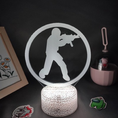 CS GO Counter-Strike Game LOGO Mark 3D Lamps Led Neon RGB Night Lights Birthday 