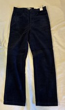 LOFT Women Straight High Rise Regular Fit Corduroy Pants Size 26/2 Navy NWT