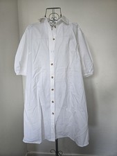 River Island White 100% Cotton Shirt Style Dress Size 10 Brand New