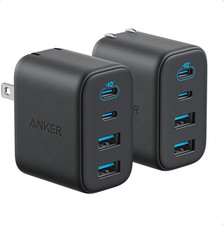 Anker Zolo 4-Port USB C Charger Block, 50W Max Output, 2-Pack (Black)