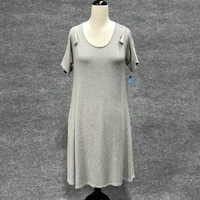 Philosophy Republic Clothing Dress Womens Medium 8-10 Gray Cold Shoulder Knit