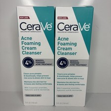 LOT OF 2 - Cerave Acne Foaming Cream Cleanser - 5oz - 05/26