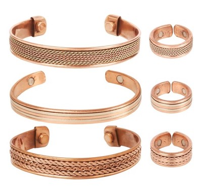 Juego De Pulsera Y Anillo De Cobre Forjado A Mano Estilo Tibetano De Lujo