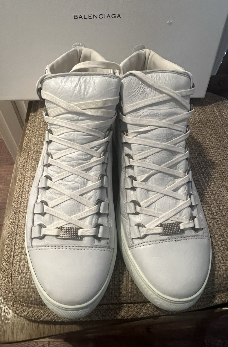 Balenciaga Arena Men's Size 8 White Leather High Top Sneakers | eBay