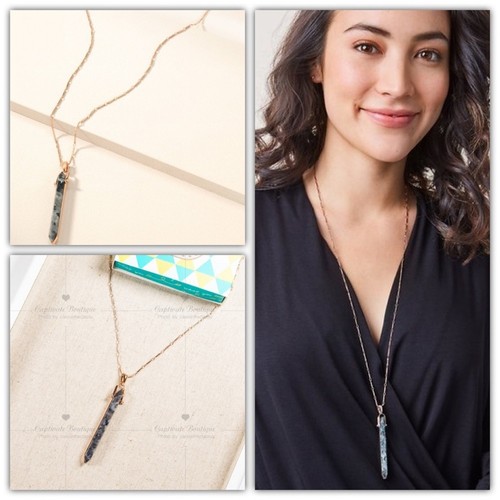 Stella & Dot Stone Rebel Pendant Necklace Rose Gold