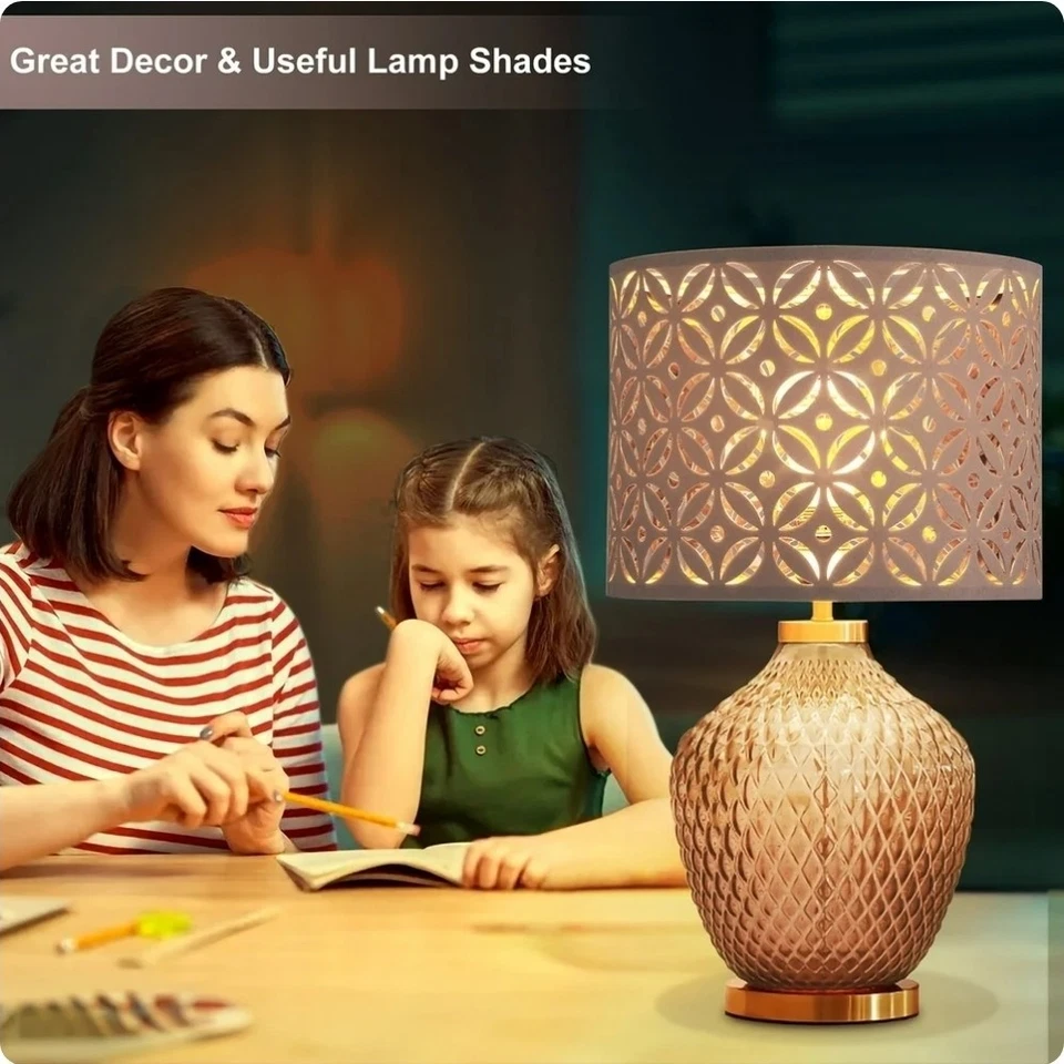 Juego de 2 pantallas de tambor rosa de 10"x13" con recortes decorativos Foto 4 de 4