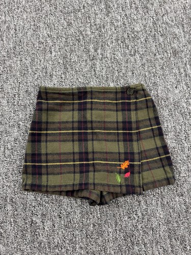 Vtg Disney Winnie The Pooh Skirt Girl 4T Green Tartan Plaid Wrap Skort Autumn