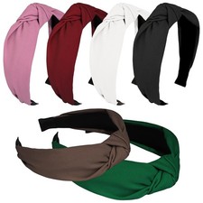 Top Knot Headbands for Women 6 Pack Wide Non-Slip Knotted Cloth Hair Bands