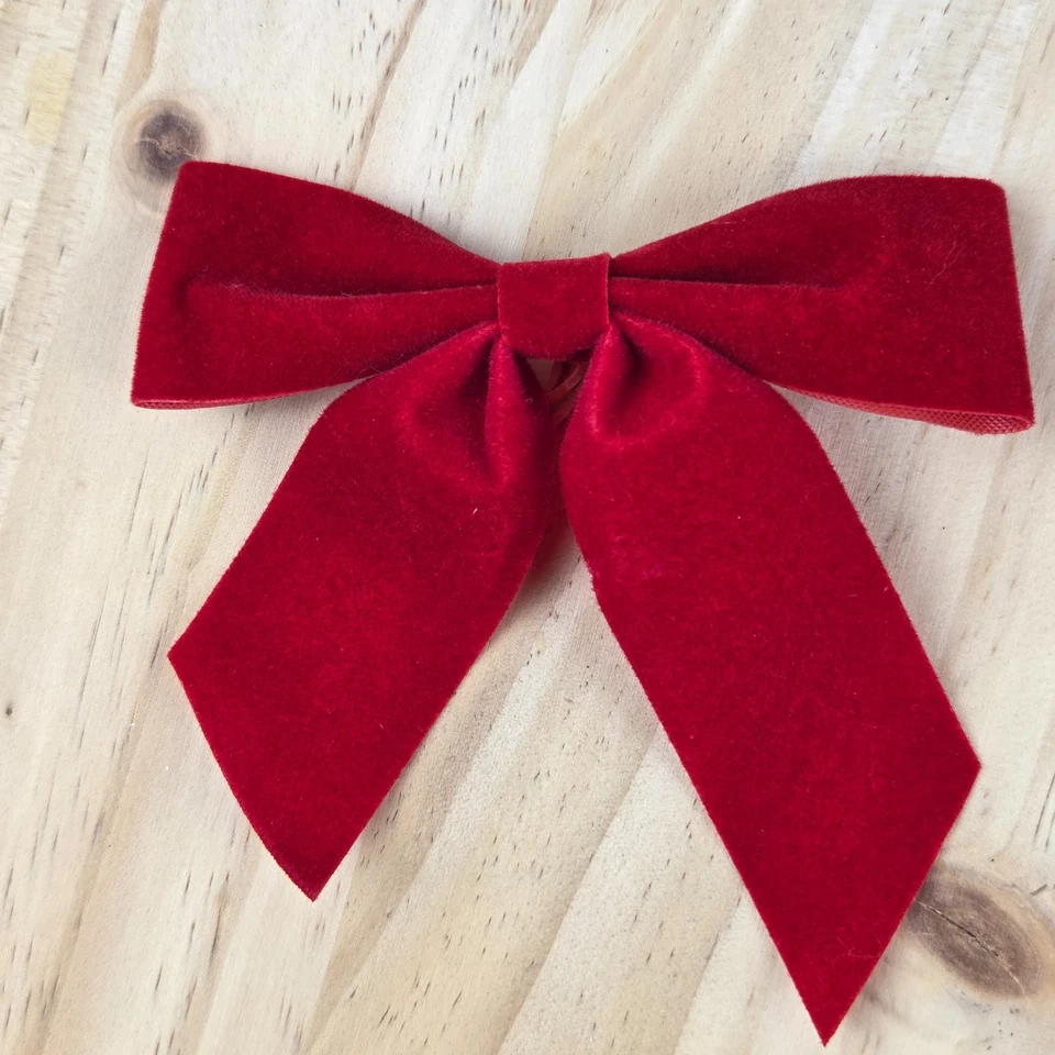 Small Christmas Red Bows 4 Inch Velvet 48 Pieces Gold Glitter Twist Tie Bow - Image 2 of 4