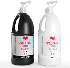 2 Pack White & Black Large Acrylic Paint Set (69 Oz, 2040 Ml), Art Painting Bulk