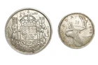 1942 Canada Silver 25 Cents & Half Dollar Lot 2 Coins King George VI WWII ERA