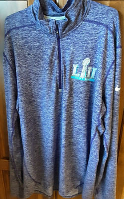 Nike NFL  Dri Fit 2018 Super Bowl LII 1/4 Zip Pullover Size Large purple 