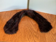Vintage Dark Brown Fur Collar Lined Attaching Loops 3 x 16