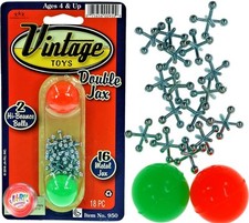 Ja-ru Vintage Toys Double Metal Jacks Set 1 Pack W/ 16 Jax 2 Bounc