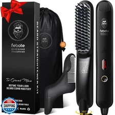 FEBOTE Heated Ionic Hair Straightening Brush for Men - 5 Temperat