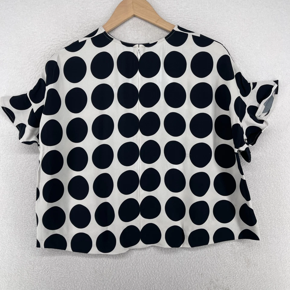 LISA PERRY Топ 4 BARNEYS NEW YORK полька оборки коротким рукавом назад молнии черный США - Изображение 2 из 4