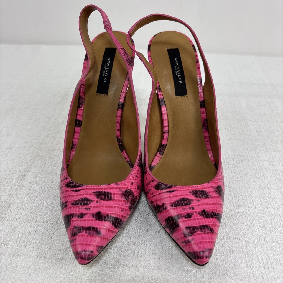 Zapatos de salón Ann Taylor rosa y negro con estampado de piel de serpiente talla 9 Foto 3 de 4