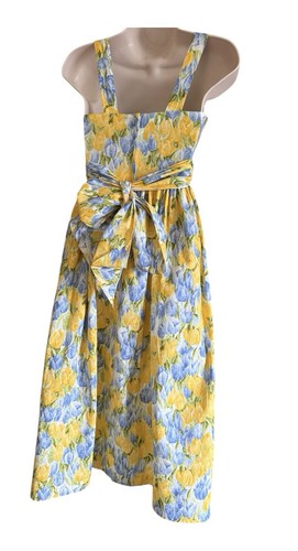 Vintage Storybook Heirlooms Yellow Blue Floral Flower Dress Girls Size 12 - Picture 5 of 11