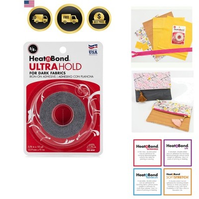 Fabric Adhesive Iron-On Tape No Sew Strong Bond Leather Craft Black 10 Yards
