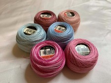 lot of 6 DMC 116 8 Perle Cotton Thread Balls, Size 8 brand new 54-1 pink  blue