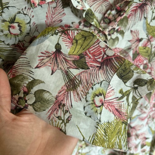 J Jill Silk Blend Blouse Large Petite Button Up Tunic Top Hummingbird Floral - Picture 3 of 9