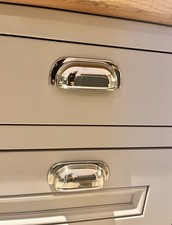 Hafele Mulberry Polished Nickel Coated Solid Brass Cup Handle 64mm Silver W:77mm