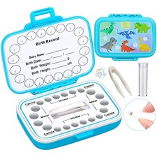 Tooth Keepsake Box, Tooth Fairy Box Lost Teeth Holders for Kids, Blue Dinosaur