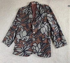 VTG Sandwich Isles Blazer Mens Small Hawaiian Tiki Floral Print Jacket Hong Kong