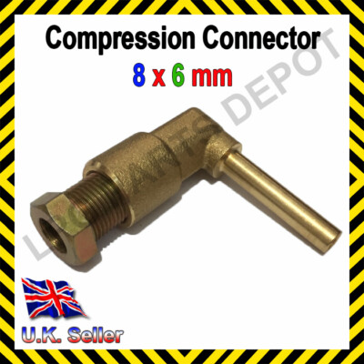 8x6mm L-Stück Klemmverbinder Kupferrohr Gelenk Kupplung Gas Wasser LPG
