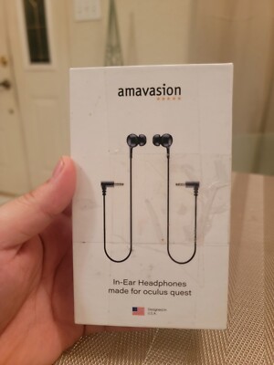 Amavasion In-Ear Headphones Made for Oculus Quest VR Headset EHOQ-1 ~Black ~ NEW