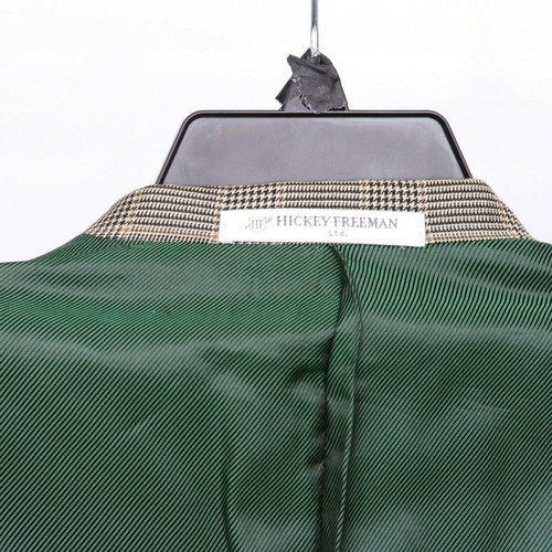 Abrigo deportivo Hickey Freeman Dilliards marrón lana a cuadros ventilación única para hombre 44 R - Imagen 10 de 11