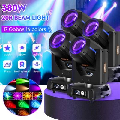 4x 380W 20R Sharpy Beam Zoom Moving Head 17 Gobo Prisma DMX Disco DJ Bühnenlicht