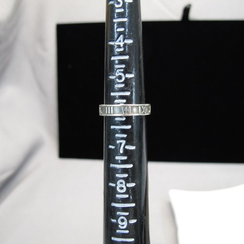 TIFFANY & CO. Sterling Silver Atlas Roman Numeral 4mm Band Ring SZ 6 3.2g C813 - Picture 7 of 9