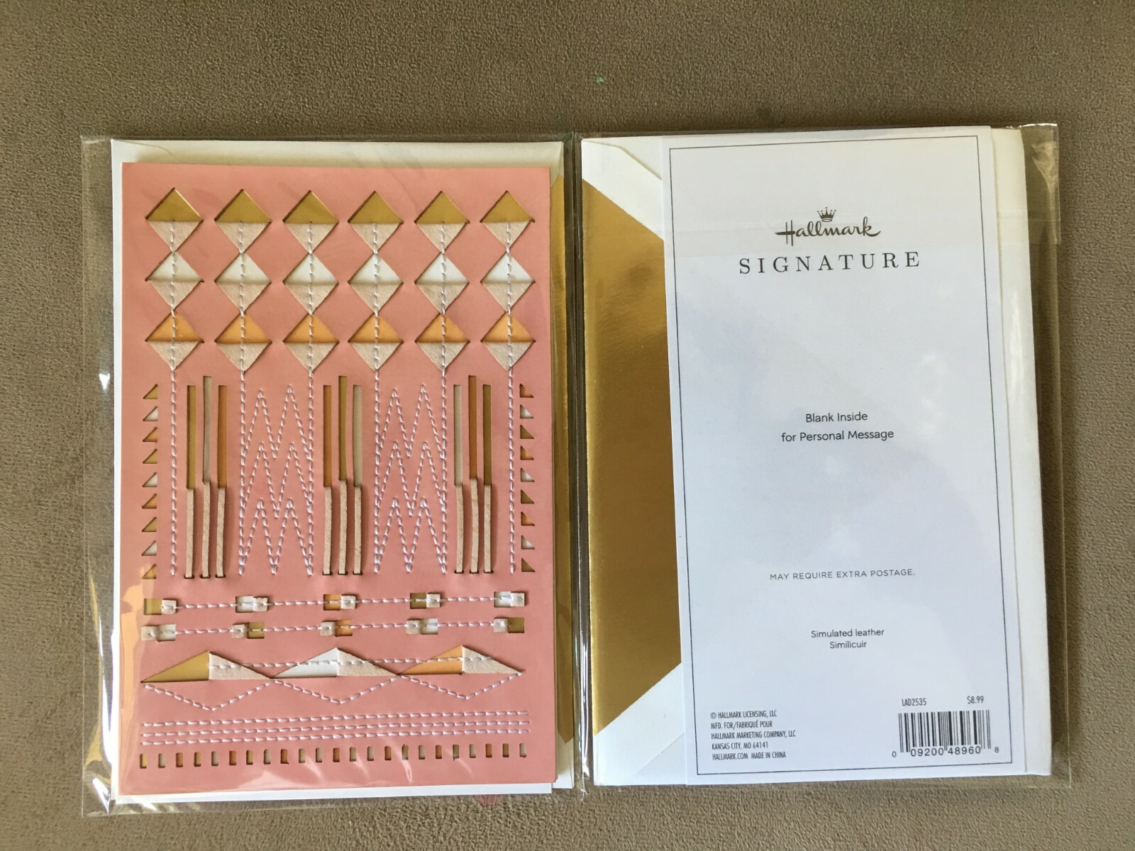 Hallmark BLANK Greeting Card by Signature 3D Tribal Art Faux