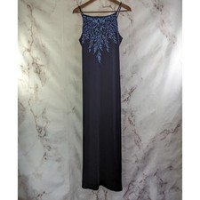 Vintage Dress Womens Small 6 90s Y2K Velvet Flames Square Neck Long Midi Maxi 