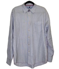 Boden Mens Size Large Blue Striped Button Front Shirt Long Sleeve 100  Cotton