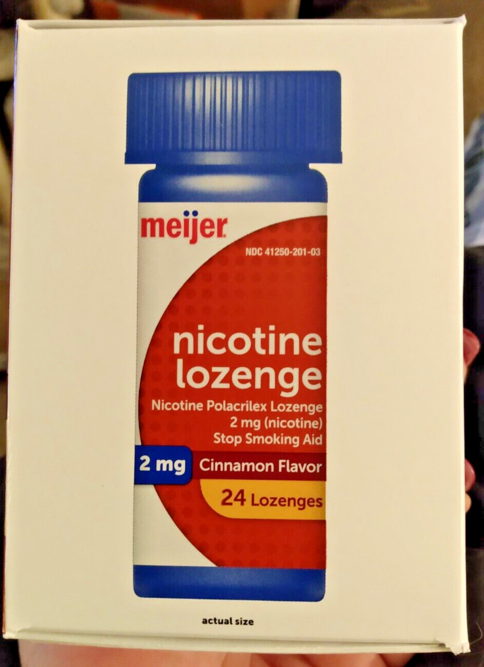 Meijer Nicotine Polacrilex Lozenge 2mg 72 Count Cinnamon NIB Comp to