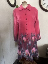 Jerry T New York Xl Floral Micro Pulse Pleats Art To Wear Button Dress Pockets