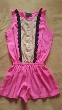 Splendida tuta da donna RIVER ISLAND in seta rosa fluo taglia UK 8 nuova senza etichette