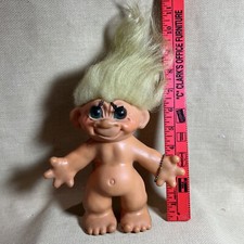 7 Thomas Dam GIRL TROLL DOLL 1961 YellowishHair GreenEyes LASHES 190918 Denmark
