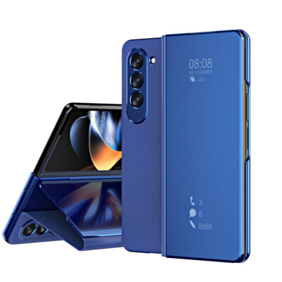 For Samsung Galaxy Z Fold5/4/3/2 Cover Magnetic S-View Mirror Plating Stand Case