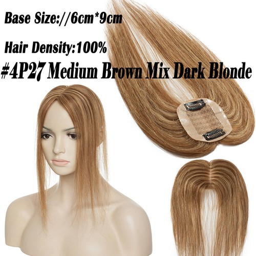 Natural Hairline Short Topper Hairpiece Clip In Remy Human Hair Extensions Q796 - Picture 25 of 41