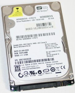 WD Western Digital WD800BEVS-07RST0, SATA, 2,5", 80GB PCB 2060-701450-011 Rev A