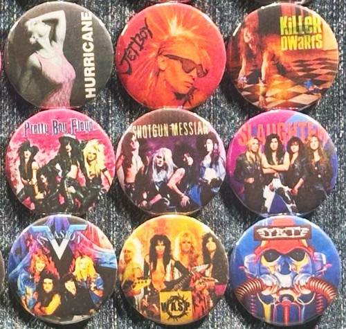 80's Hair Bands 1.5" Pinback Buttons Heavy Metal Classic Hard Rock Retro 30 Pins - Picture 7 of 9