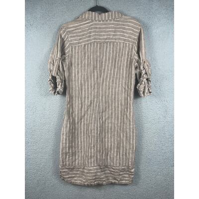 Tommy Bahama Linen Shirt Dress XS Tan Brown Striped Roll Tab Sleeve Lace Up Neck | eBay Tommy Bahama Linen Shirt Dress XS Tan Brown Striped Roll Tab Sleeve Lace Up Neck | eBay