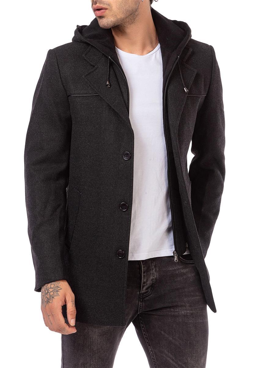Vhersily Herren Wollmantel Mit Doppeltem Revers Trenchcoat